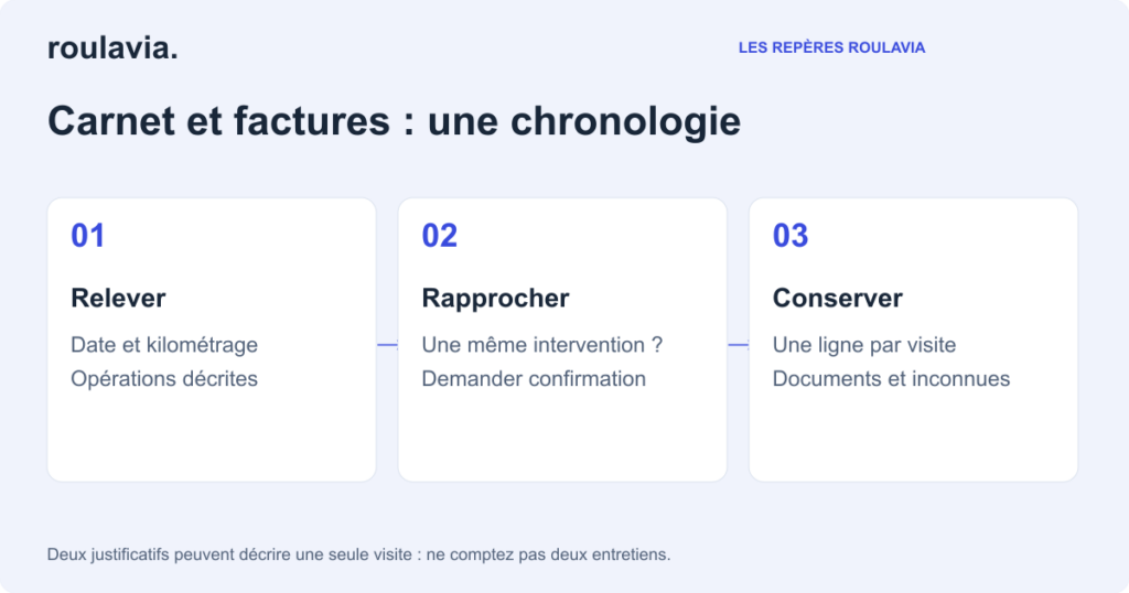 Carnet et factures : rapprocher les dates et les opérations